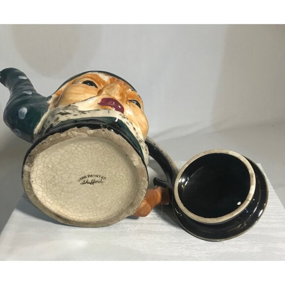 Pirate Teapot Vintage Shafford Hand Painted Ceramic Collectible Toby Style 5.75" - Picture 5 of 8